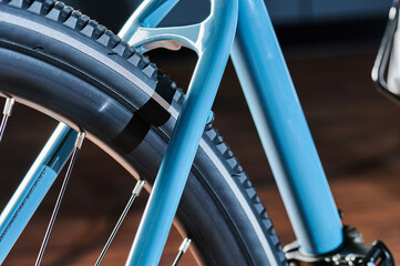 Blue frame of bicycle