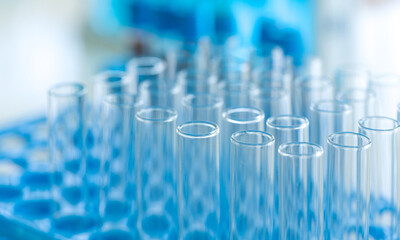 Closeup test tube in laboratory, science laboratory research and development concept.