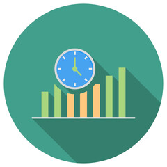 Business Reports profit and loss. Growth with Time Concept, Aging Recurring Graph.  Linear Vector Flat Icon 