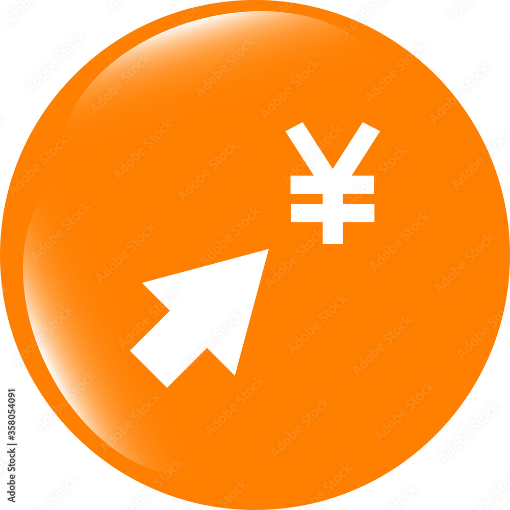 Poster yen currency symbol and arrow web button icon