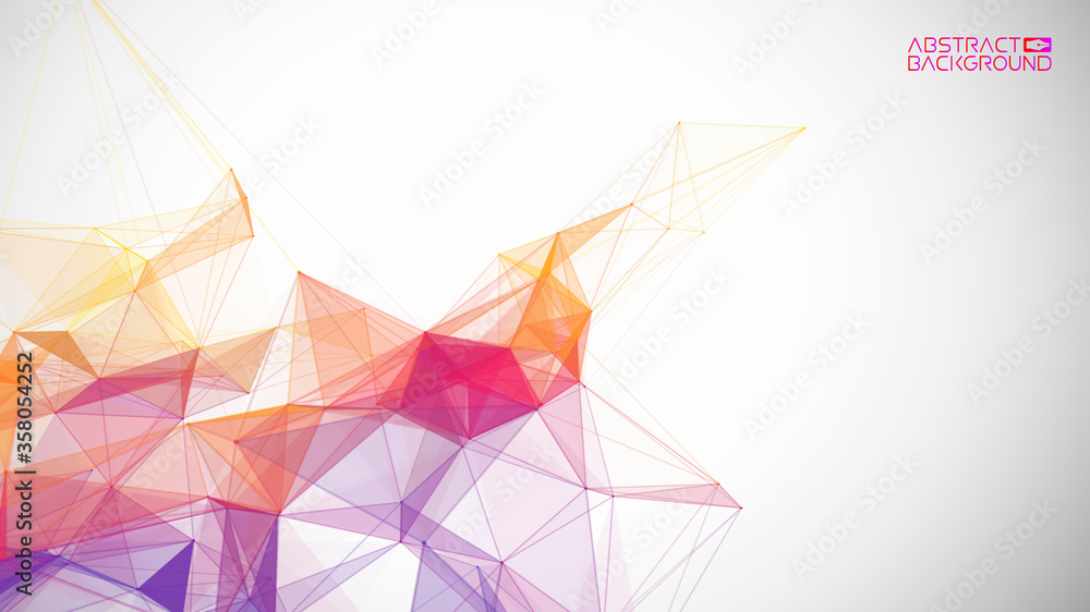 Poster network background abstract. connect technology business concept of line grid triangle structure on 