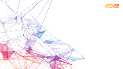 Network background abstract. Connect technology business concept of line grid triangle structure on white background. Global internet communication colorful tech backdrop. Vector illustration EPS 10.