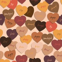 Seamless pattern of heart shape with emotional wording ,Design for fashion,fabric,textile.web , wallpaper, wrapping