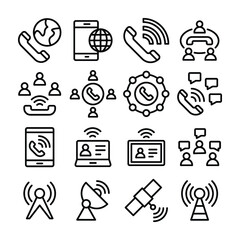 
International Call, Mobile Communication, Wifi Calling, Conference Call, Call Network, Voice Messages, Mobile Hotspot, Online Chat, People Communication, Wifi Tower, Dish Antenna, Satellite Line Vect