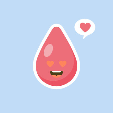 Cute happy smiling blood drop character. Vector modern trendy flat style cartoon illustration icon design. Isolated on color background.