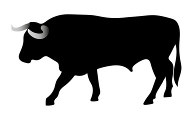 black bull isolated on a white background. template, print.