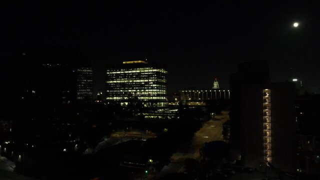 Downtown Los Angeles Night Aerial