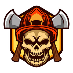 skull fire fighter isolated on white background