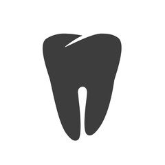 Tooth icon vector or dental care black and white pictogram shape design vector symbol isolated, idea of stomatology logotype monochrome element