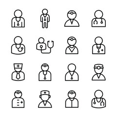 
Doctor, Health, Healthcare, Male Doctor Line Vector Icons Set
