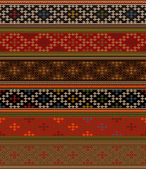 Turkish kilim pattern. Colorful tribal vintage rug. Seamless textile background design.  