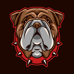 bulldog head vector illustration isolated on dark background