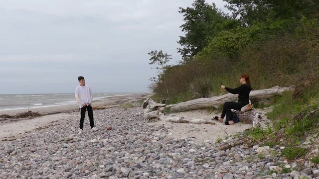 Relax on the Baltic Sea. Storm. Windy.