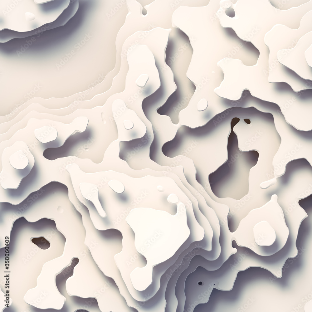 Poster abstract 3d rendering white background. wavy geometric lines for graphic design