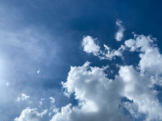 beautiful of blue cloud sky background on bottom view