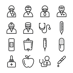 
Surgeon, Doctor, Medical Line Vector Icons Set
