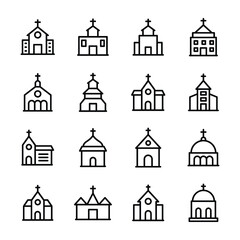 
Temple, Building, Real Estate, Religious Building Line Vector Icons Set
