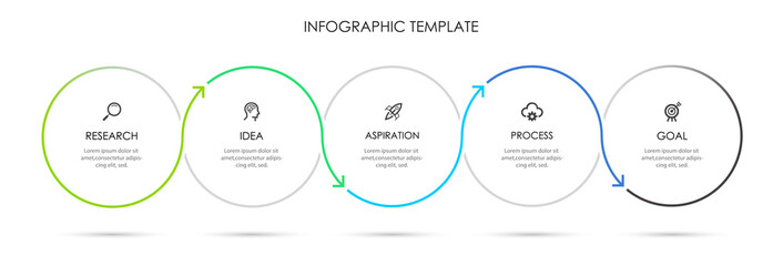 Vector Infographic thin line design with icons and 5 options or steps. Infographics for business concept.