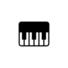 Piano icon vector in black flat glyph, filled style isolated on white background