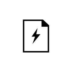 Electronic Flash Document, File and Lighting Bolt. Flat Vector Icon illustration. Simple black symbol on white background. Electronic Flash Document sign design template for web and mobile UI element.