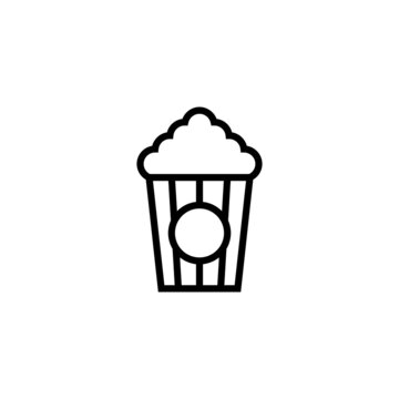 pop corn icon line in black line style icon, style isolated on white background