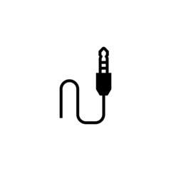 Jack connector vector icon in black flat glyph, filled style isolated on white background
