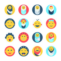 Baby Circular Color Vector Icon Set 