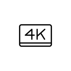 4k tv vector icon in black line style icon, style isolated on white background