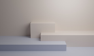 Geometry basic geometric shapes composition empty scene, pastel colors. 3D rendering