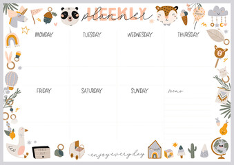 Stylish Scandinavian bathroom interior - bidet, tap, bath,toilet, sink, home decorations. Cozy modern comfy apartment furnished in Hygge style. Vector illustration