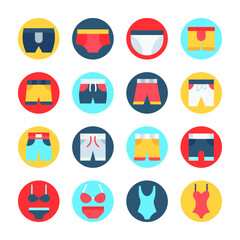 Undergarments Circular Color Vector Icons Set 