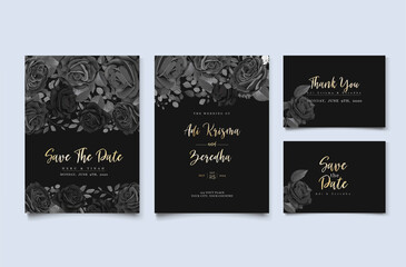 elegant black gold wedding invitation template