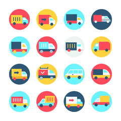 
Transport Circular Color Vector Icon Set 
