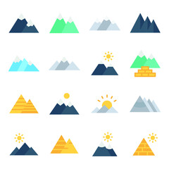 
Mountains Color Vector Icons Sets 
