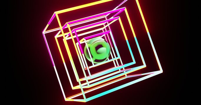 3D abstrakte bunte W&uuml;rfel Quadrate neon leuchtend