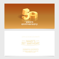 50 years anniversary invitation card vector illustration. Design template element