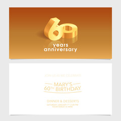 60 years anniversary invitation card vector illustration. Design template element