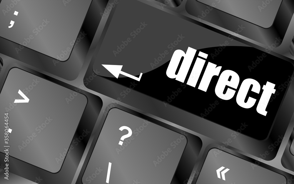 Poster direct - educational concept. button on modern computer keyboard