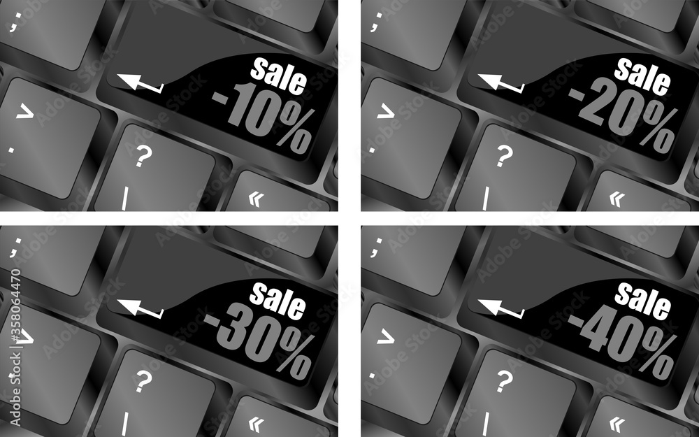 Poster commercial price with percentage reduction concept on computer keyboard keys