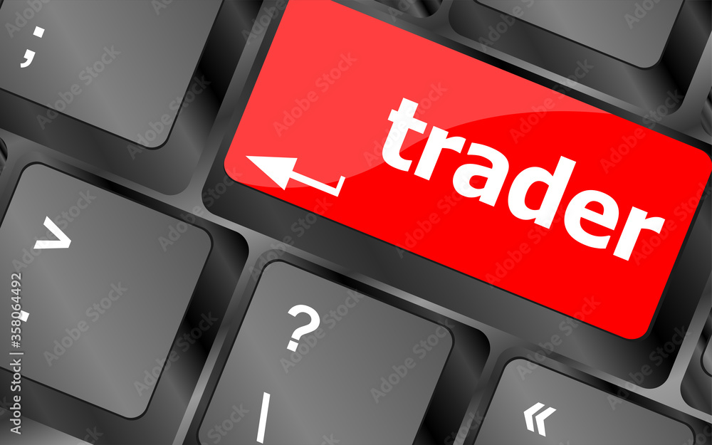 Aufkleber trader keyboard representing market strategy - business concept