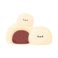 Steamed Bun character. Red bean bun vector. wallpaper. free space for text. copy space.