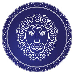 Leo sign of horoscope, design of astrological element. Nemean lion image in sketchy manner. Western zodiac symbol with fixed modality for people born in july and august. Vector in flat style