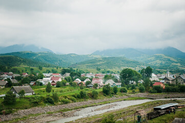 The mountain village of Kolochava in the Carpathian mountains