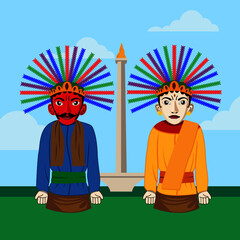 Ondel-ondel, culture and typical of Jakarta, vector and illustration.