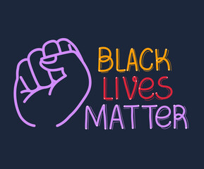 Black lives matter with fist design of Protest justice and racism theme Vector illustration