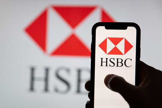 LONDON, UK - June 2020: HSBC financial banking logo on a smartphone