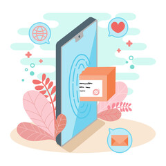 Fast delivery , item ,Ordering ship through a mobile device. Courier delivery, safe distance.  during a pandemic.