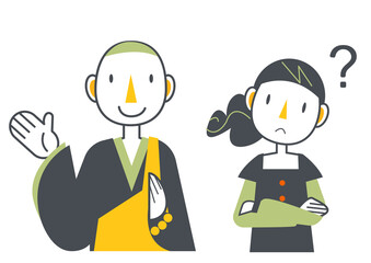 お坊さんと若い女性のセット