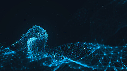 Abstract polygonal space low poly dark background