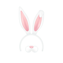 Fototapeta na wymiar Easter mask with rabbit ears isolated on white background, illustration.